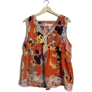 Rebecca Minkoff Floral Lace Sleeveless Top Women XL Cottagecore Dainty Feminine